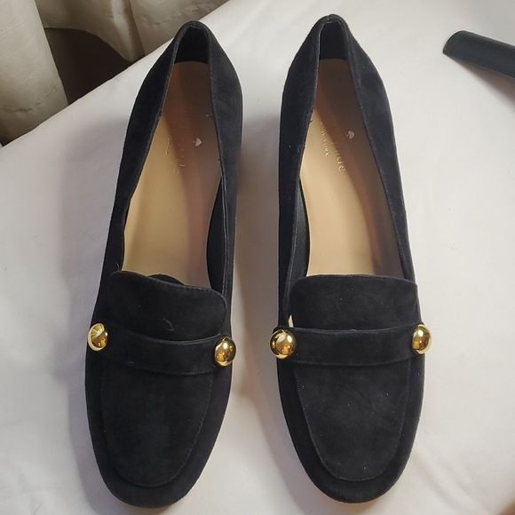 Kate Spade leather block heel slip on loafers - Picture 1 of 8